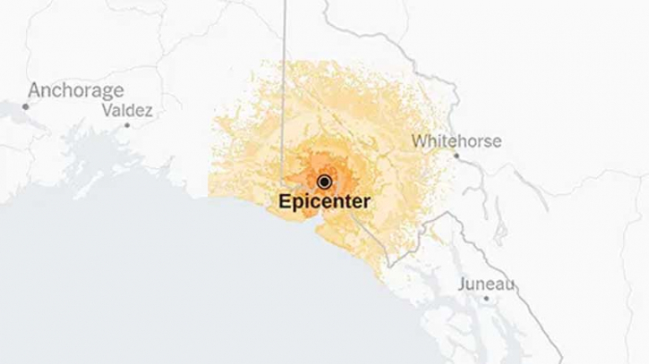 আলাস্কা-কানাডা সীমান্তের কাছে ৭ মাত্রার ভূমিকম্প