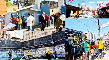 শেরপুরে ব্যানার-পোস্টার অপসারণে মাঠে নেমেছে পৌর প্রশাসন