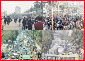 রাজধানীর পাঁচ জায়গায় শিক্ষার্থীদের অবরোধে তীব্র যানজট